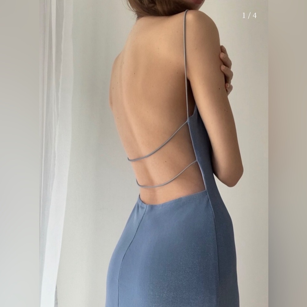 90s Blue Open Back Dress
